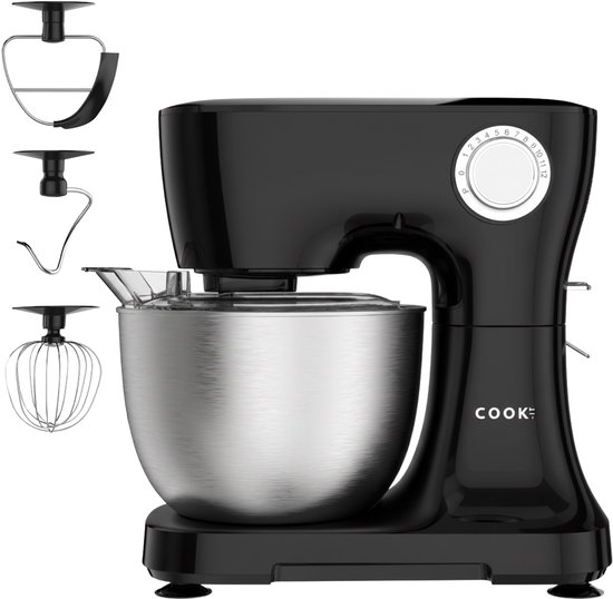 Kitchen Machine Plus - Robot de cuisine - Robot culinaire 12 réglages - Mixeur de cuisine avec bol en acier inoxydable - 4,5 L - COOK-IT