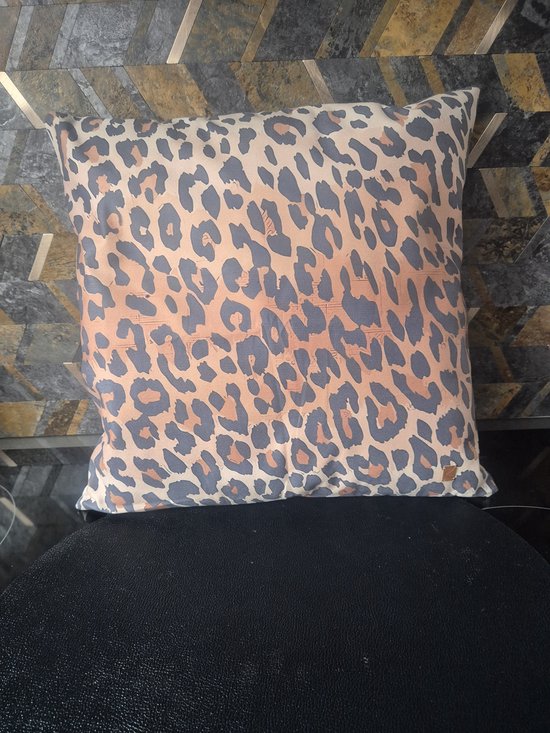 Sierkussen Eviva Home Deco « Jaguar Luxe» - 40 x 40 cm - Imprimé Jaguar Beige/ Zwart - Look Jungle exclusif