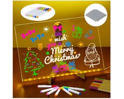 Tekenprojector voor telefoon en tablet - Kleurrijk LED-berichtenbord voor kinderen - DIY-tekenbord voor kinderen met verlichting - Met verstelbare standaard en 7 kleurstiften - 30 * 20 cm - Geschikt voor kamers / winkels / festivals / cadeaus