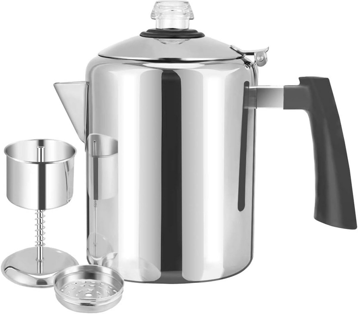 Roestvrijstalen Percolator Koffiepot - 9-kops Kookplaatketel voor Kamperen en Reizen