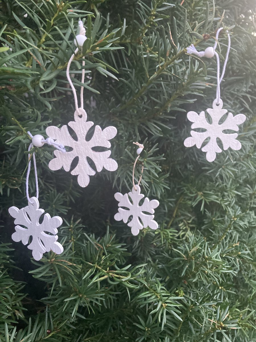Houten hanger sneeuwvlok kerst winterhanger kersthanger winter sneeuwvlok white snowflake white 4 stuks