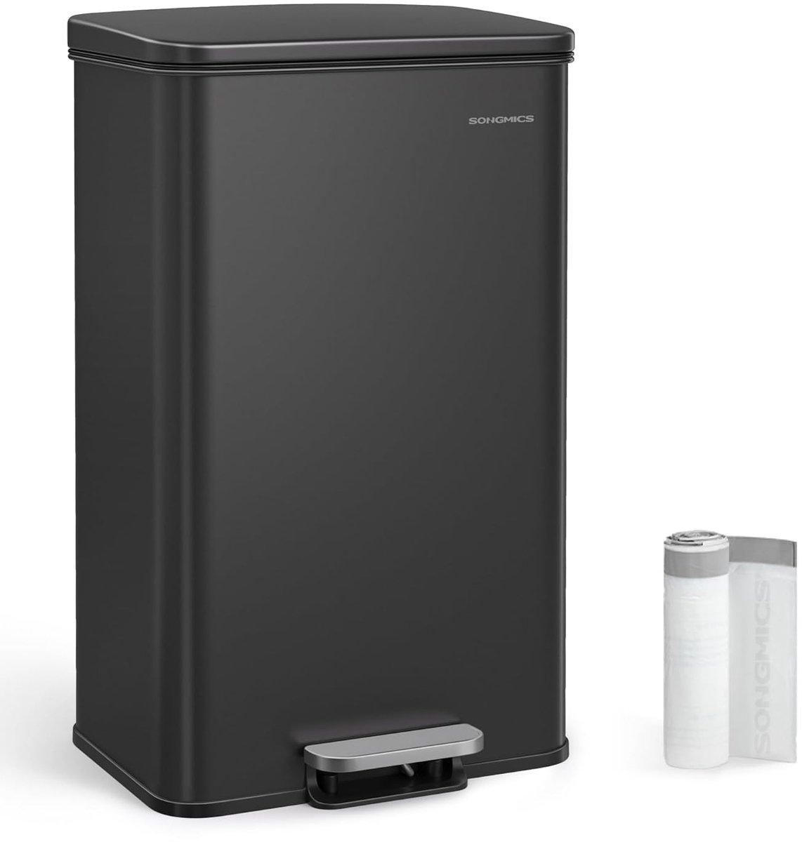 FurnStar – Keukenpedaalemmer 40L – Grote Afvalbak met Soft-Close Deksel – 34,8 x 32,1 x 55,7 cm – Inclusief 15 Vuilniszakken– Zwart