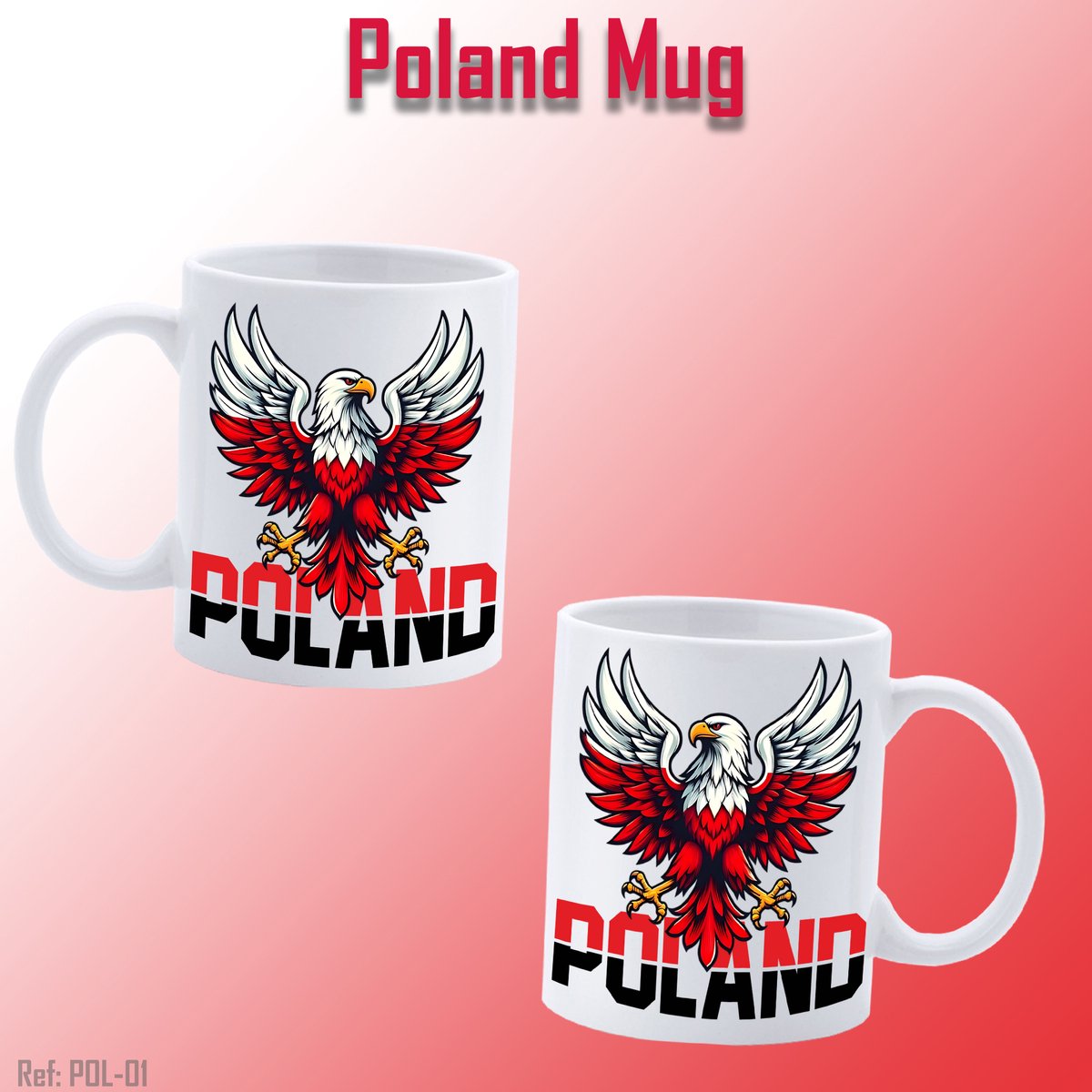 Poland Personalized Mug with Logo and Text - Print mug with Poland Eagle - Tea / Coffee mug - Personalized High Quality