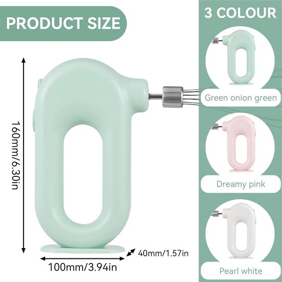 Draadloze Handmixers met 4 Snelheden - Mini Elektrische Mixer voor Eieren en Groenten van Merkloos — afbeelding 4
