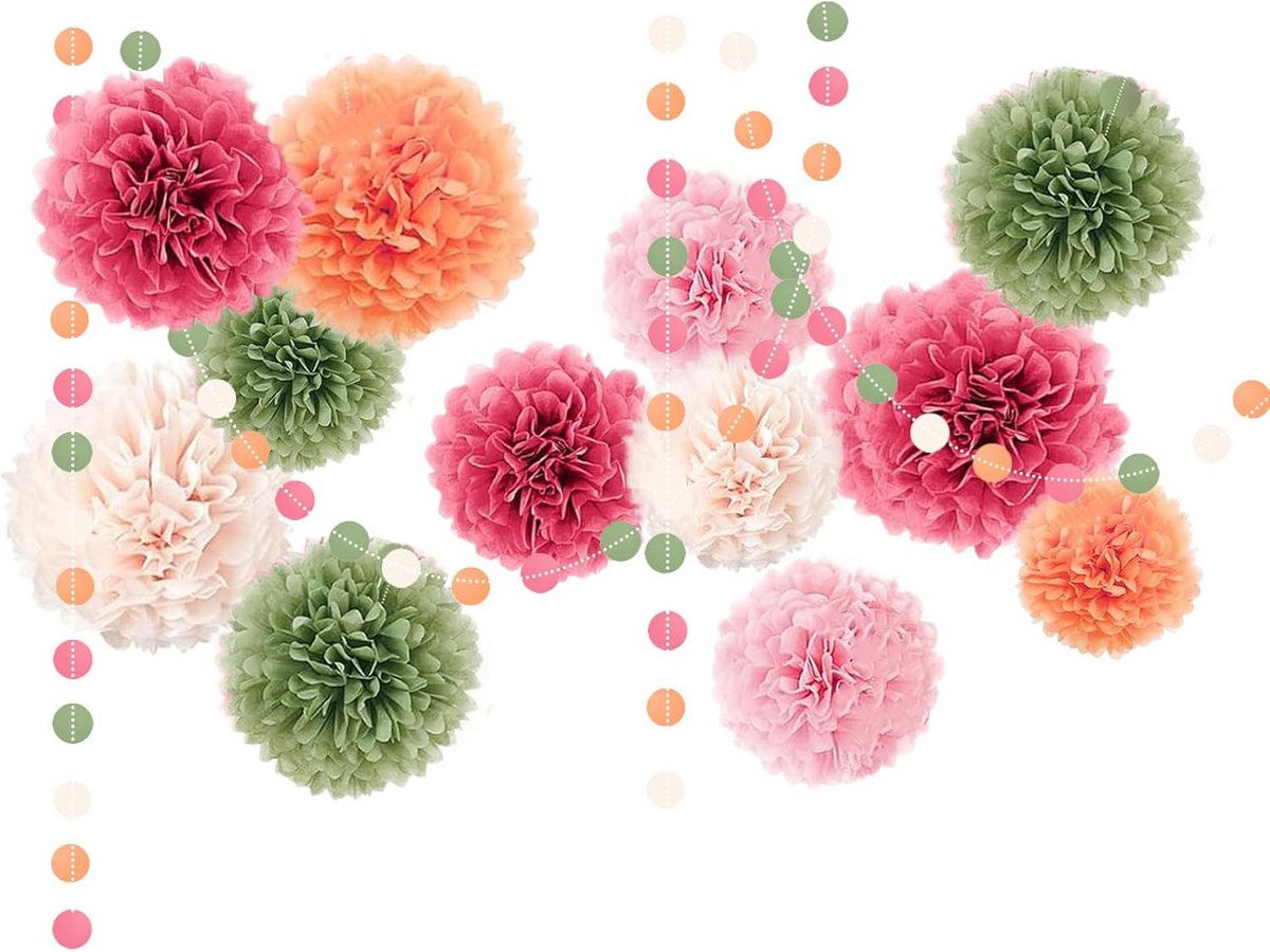 Kleurrijke Tissue Paper Pom Poms voor Feestdagen – Hangende Decoratie voor Verjaardag, Bruiloft en Baby Shower