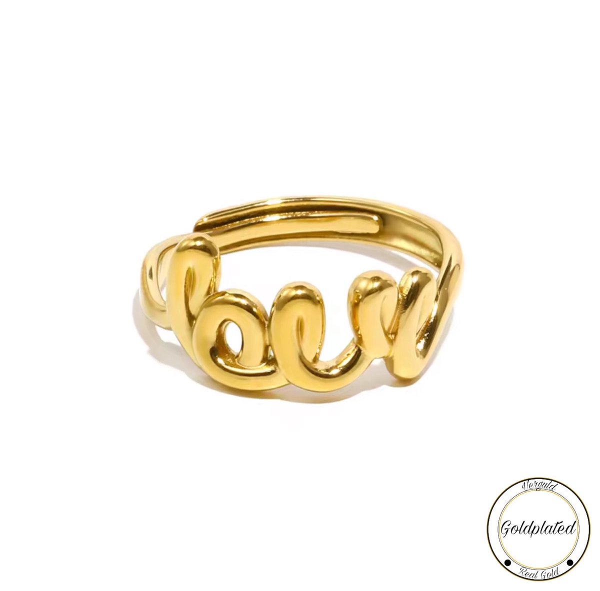 Borasi Love Ring Goudkleurig | Goldplated | Dames Sieraden | Dames Ringen | Cadeau Voor Haar | Luxe Geschenkzakje |