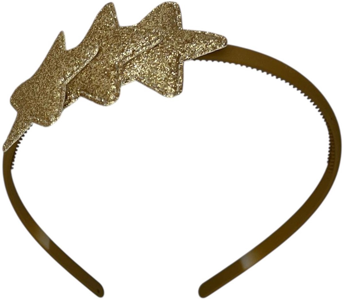 Diadeem met sterretjes - kerstcollectie - glimmend - ster - lichtgoud - khaki diadeem