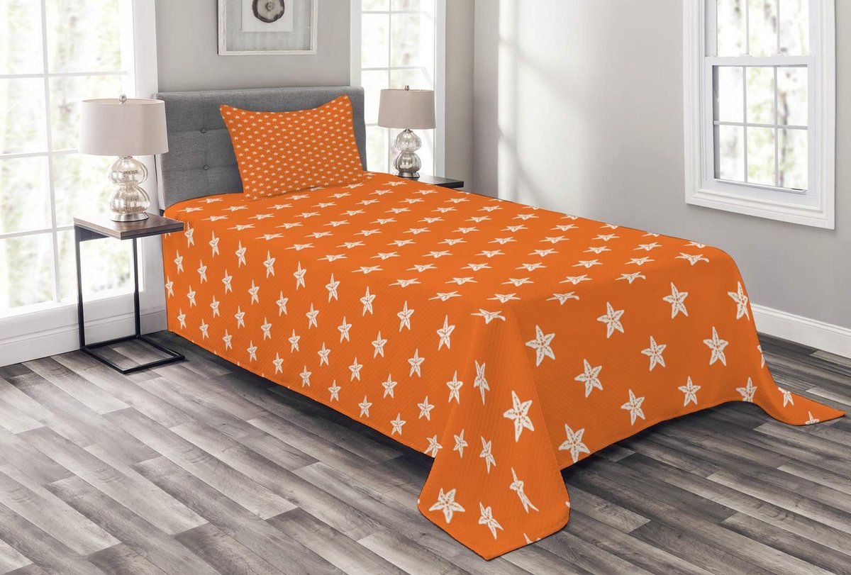 ABAKUHAUS Zeester Sprei – Oranje/Wit – 170x220 cm – 1 Dekenset