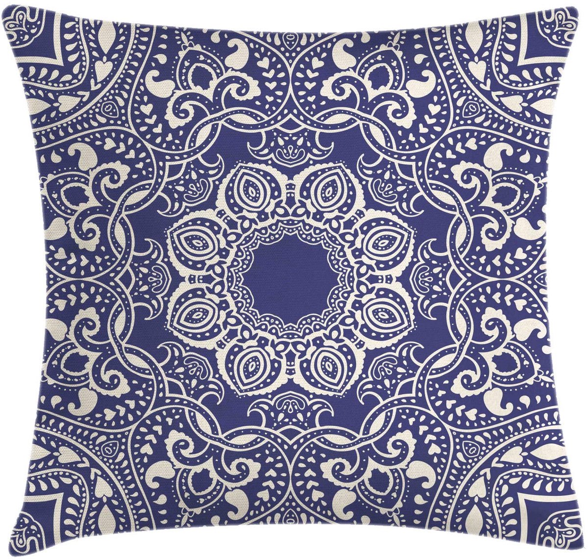 ABAKUHAUS Kussenhoes – Dubbelzijdig bedrukt – 60x60 cm – Creme Blauw