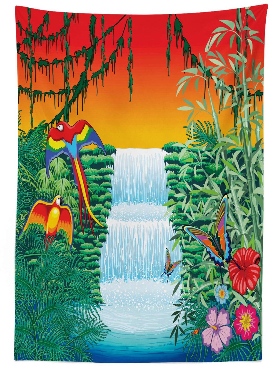 ABAKUHAUS Tafelkleed – 140x170 cm – satijn, gebloemd, wasbaar – bruin en geel