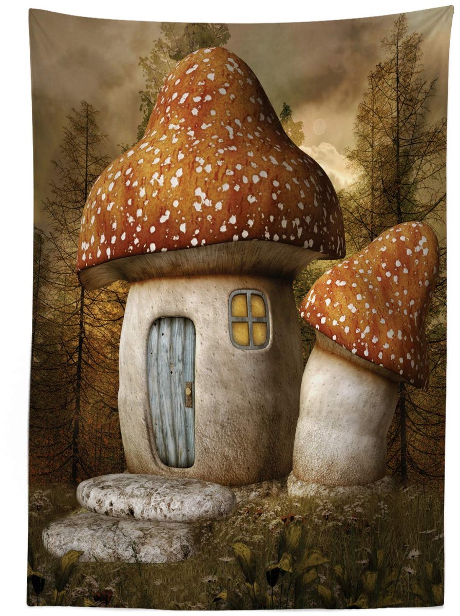 ABAKUHAUS Sprookjes Tafelkleed – Paddenstoelenbos – 140x200 cm – Multicolor