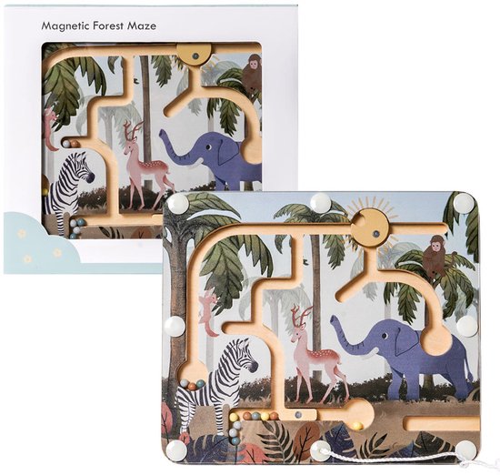 Speelgoedtopdeals - Houten Magnetisch Doolhofspel Wilde Dieren - Montessori Educatief Speelgoed