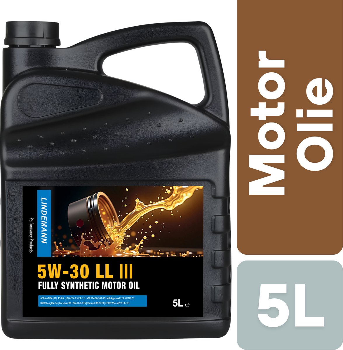 Lindemann Motorolie 5W30 Longlife - 5L - Brandstofbesparing - ACEA C3 - API SN - voor Benzine- en Dieselmotoren