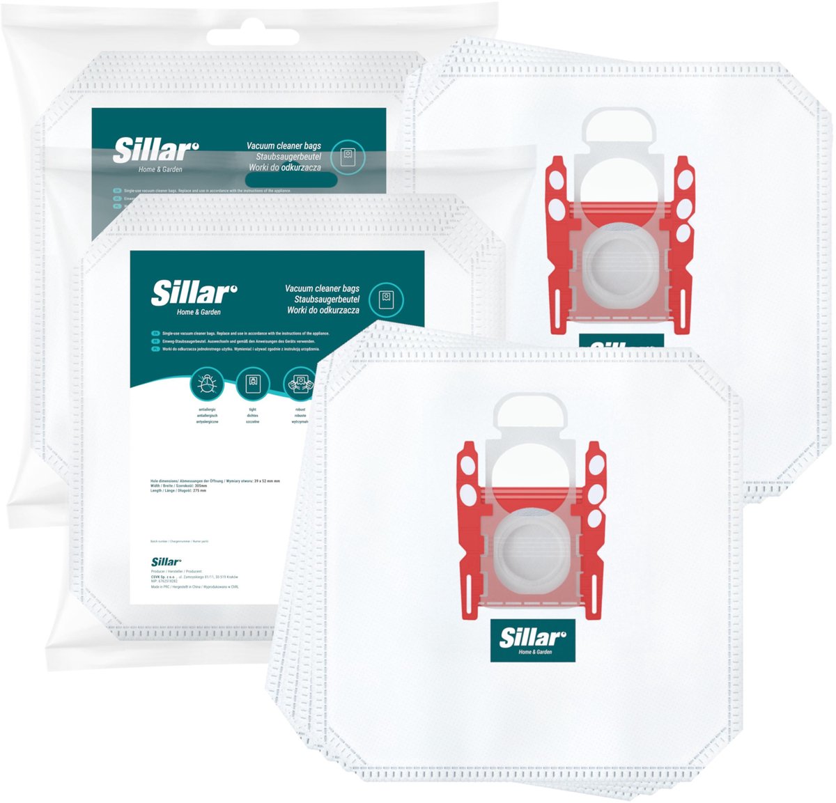 Sillar Stofzuigerzakken synthetisch - anti-allergeen - 5 filterlagen - vervanging voor BBZ41FGALL - geschikt voor stofzuigers Bosch GL30 GL45 GL50 GL80 Serie 2 4 6, Siemens - 8 stuks