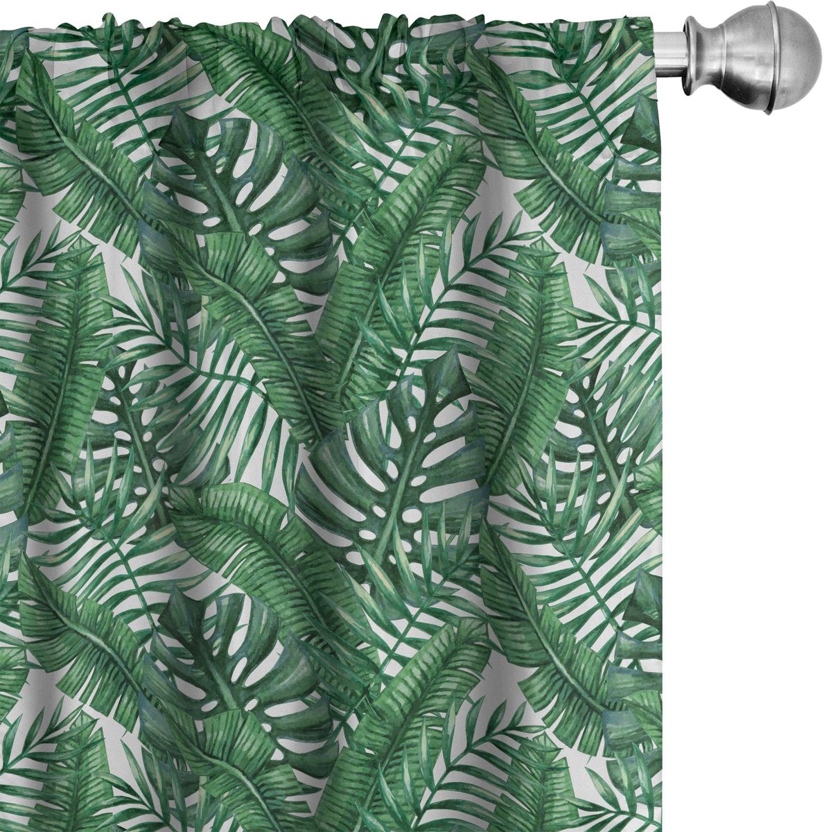 ABAKUHAUS Palmblad gordijnen – 2 stuks 75x225 cm – bosgroen/wit Forest Green Weiß