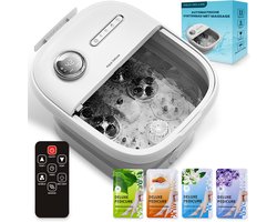 Aqua Deluxe Automatische Voetenbad - Incl. 4x Badzout - Voetmassage Apparaat - Voetbad Met Massage - Inklapbaar - Verwarming tot 48°C