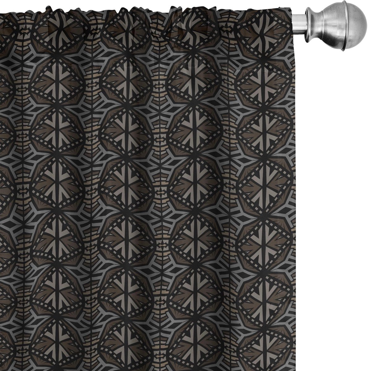 ABAKUHAUS 2-delige Voorhangen – Geometrisch – 75x225 cm – Microvezel Dunkler Taupe