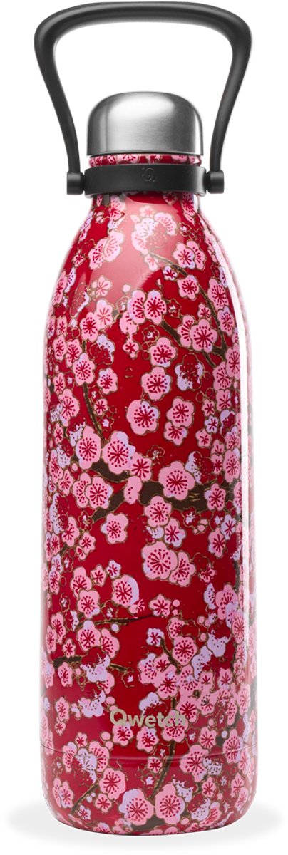 Qwetch - Isothermische fles - Titan Flowers Rood- 1,5L