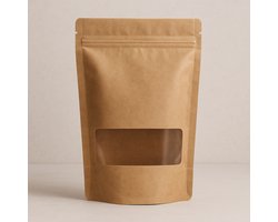 100x Kraftpapier Stazakken met ritssluiting en venster (750 ml) – Aluminiumvrij en Hersluitbaar