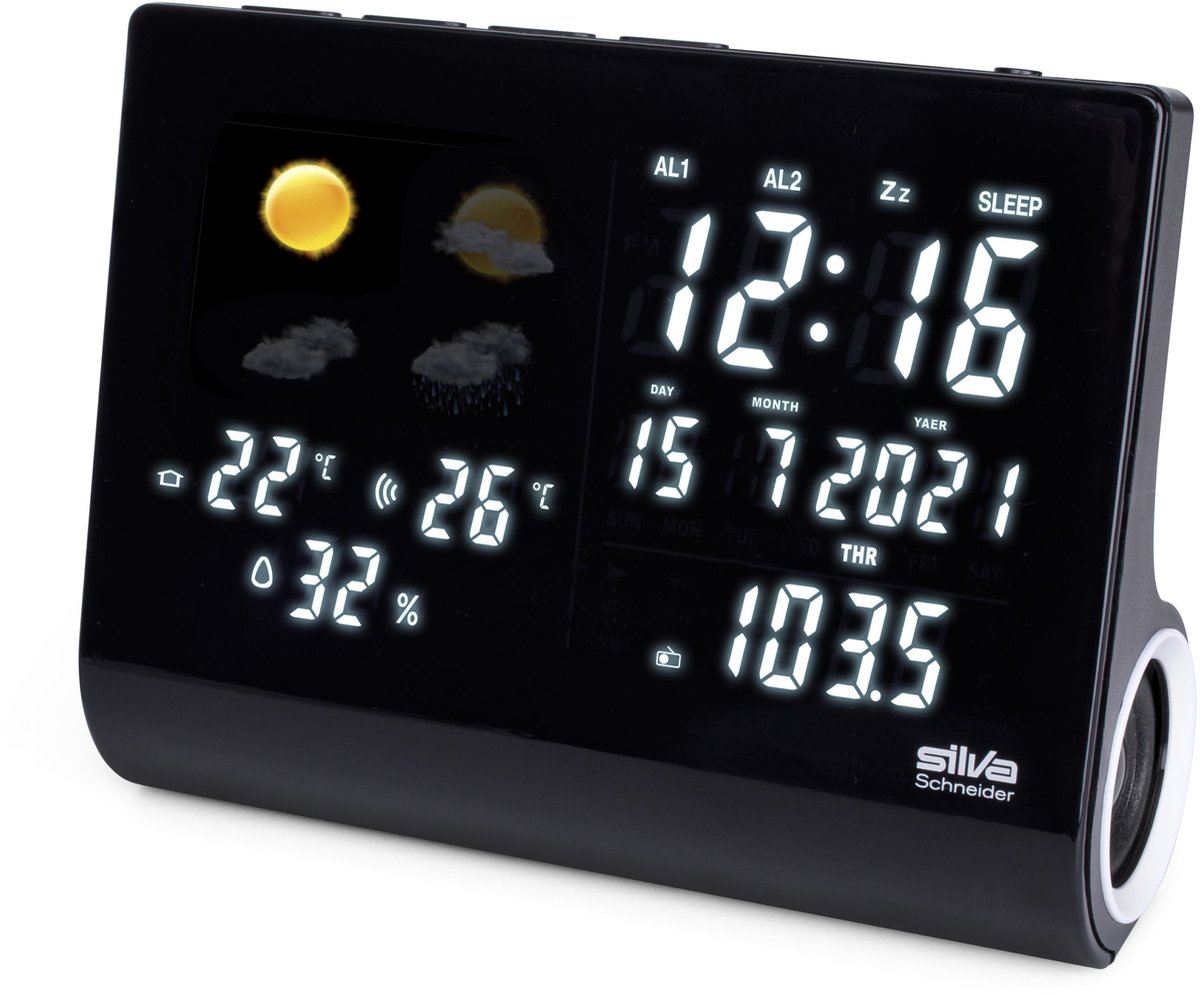 Silva Schneider UR-WS 1500 Wekkerradio VHF (FM) Acculaadfunctie, Wekfunctie Zwart