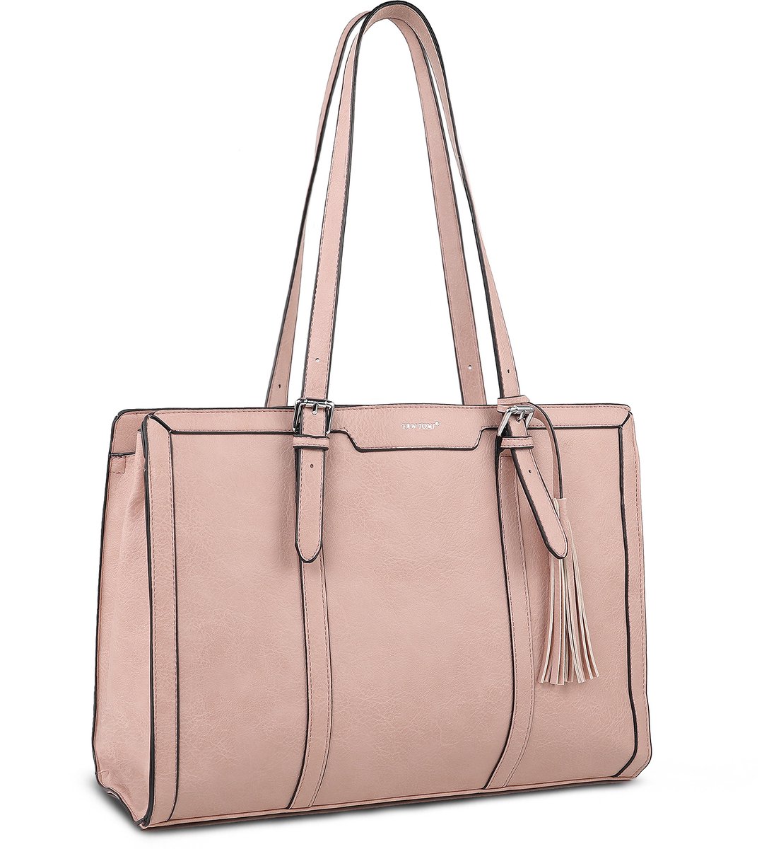 TAN.TOMI Dames Handtassen - Dames Tas Shopper met rits - Werktas - 15.6 inch Laptoptas - Schoudertas - Schooltas - Geschikt voor A4 - Roze