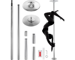 VEVOR Professionele Danspaal, Paaldansdanspaal Professioneel Ca. 216,3-270cm In Hoogte Verstelbaar Afneembare Fitnesspaal Spinning Fitness Zilver, Statische Danspaal Sportscholen