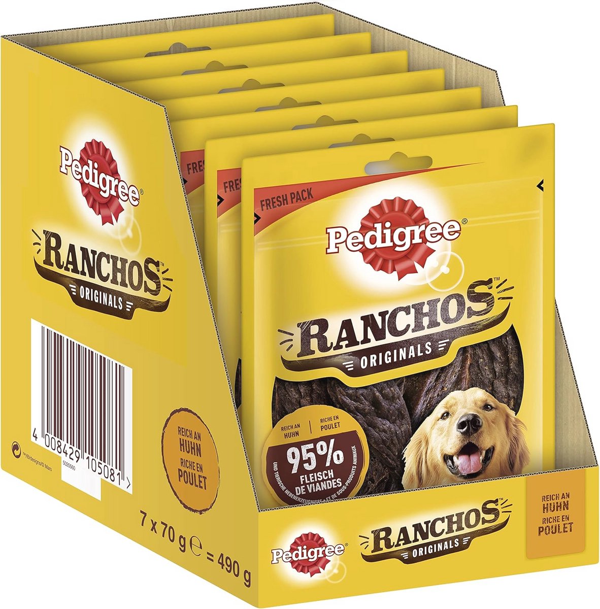 Kippen Ranchos Snack 70G - 95% Vlees en Dierlijke Bijproducten - Zonder Kunstmatige Toevoegingen