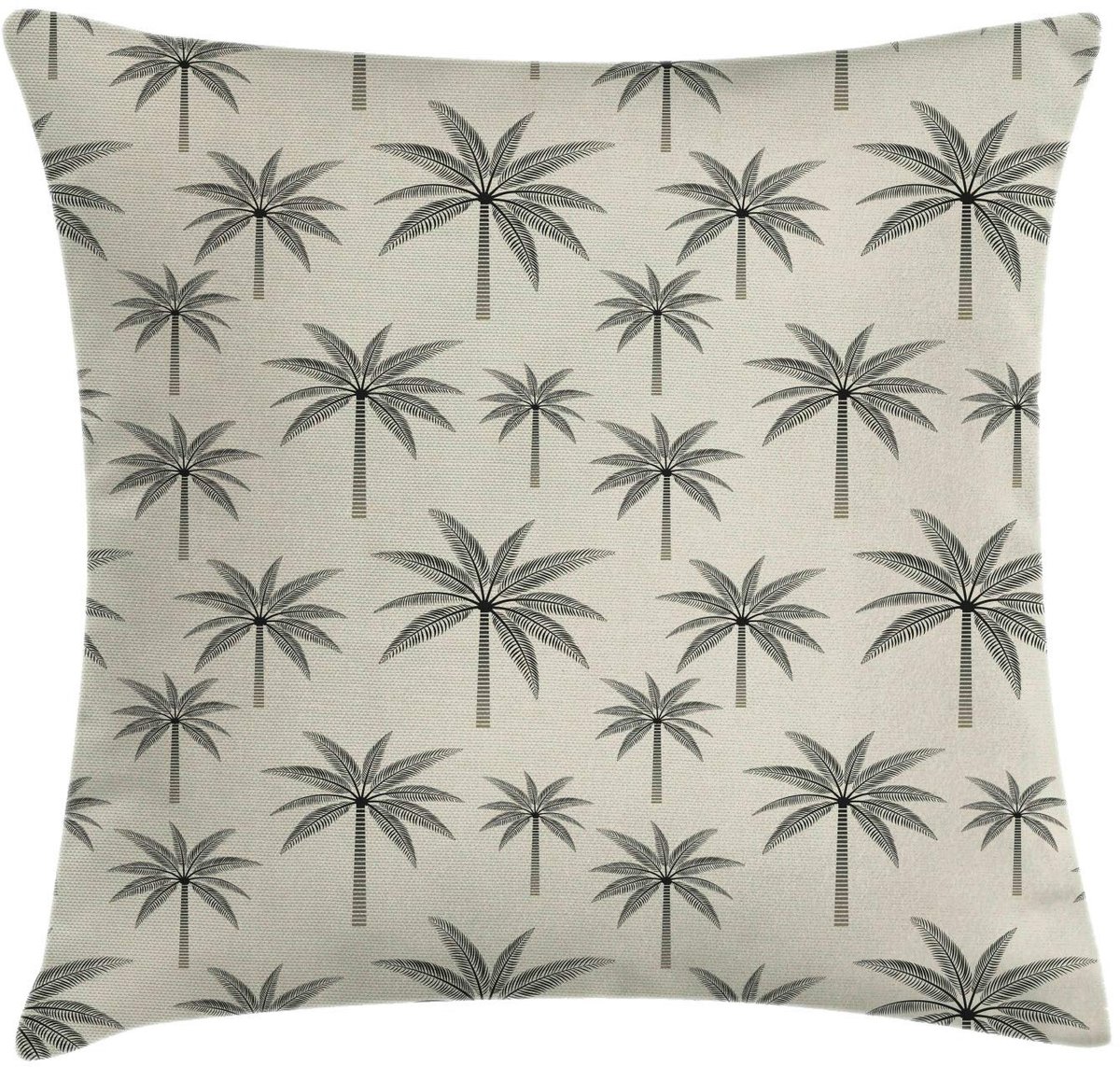 ABAKUHAUS Palmenkussenhoes – Vintage Tropisch – 40x40 cm – Dubbelzijdig Licht kaki en donkergrijs