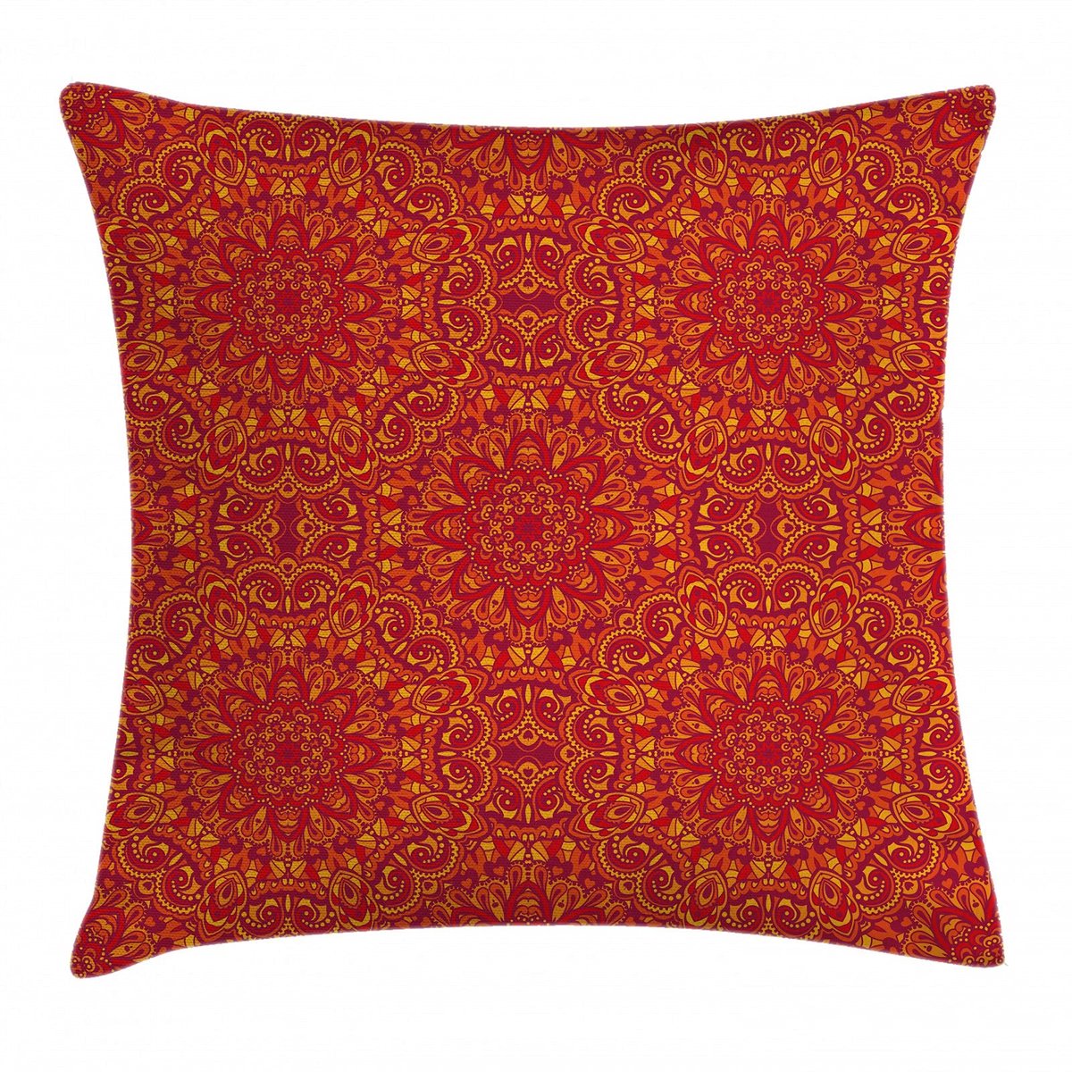 ABAKUHAUS Mandala-kussenhoes – Decoratieve kussenhoes 50x50 cm – Water- en vuilafstotend, Binnen/buiten, Lila/Mosterdgeel/Oranje