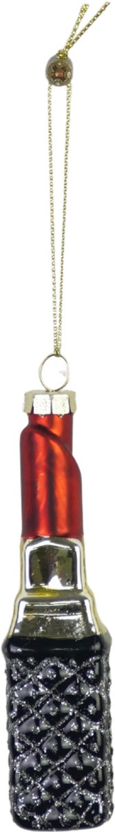 Housevitamin Kersthanger Lippenstift – Glas – Rood/Goud – 3×3×11 cm – Glamour Kerstornament – Fashion Kerstversiering multi