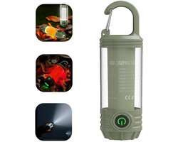 Led-kampeerlamp - LED lantaarn - draagbare outdoor campinglantaarn - superhelder - werkt op batterijen - campinglicht - USB-oplaadbaar - 300 lumen - voor kamperen, wandelen, stroomuitval, noodgevallen - militair groen