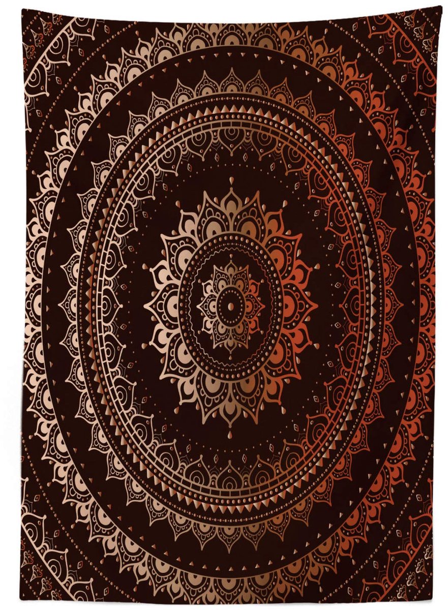 ABAKUHAUS Mandala-tafelkleed – 140x240 cm – kastanjebruin
