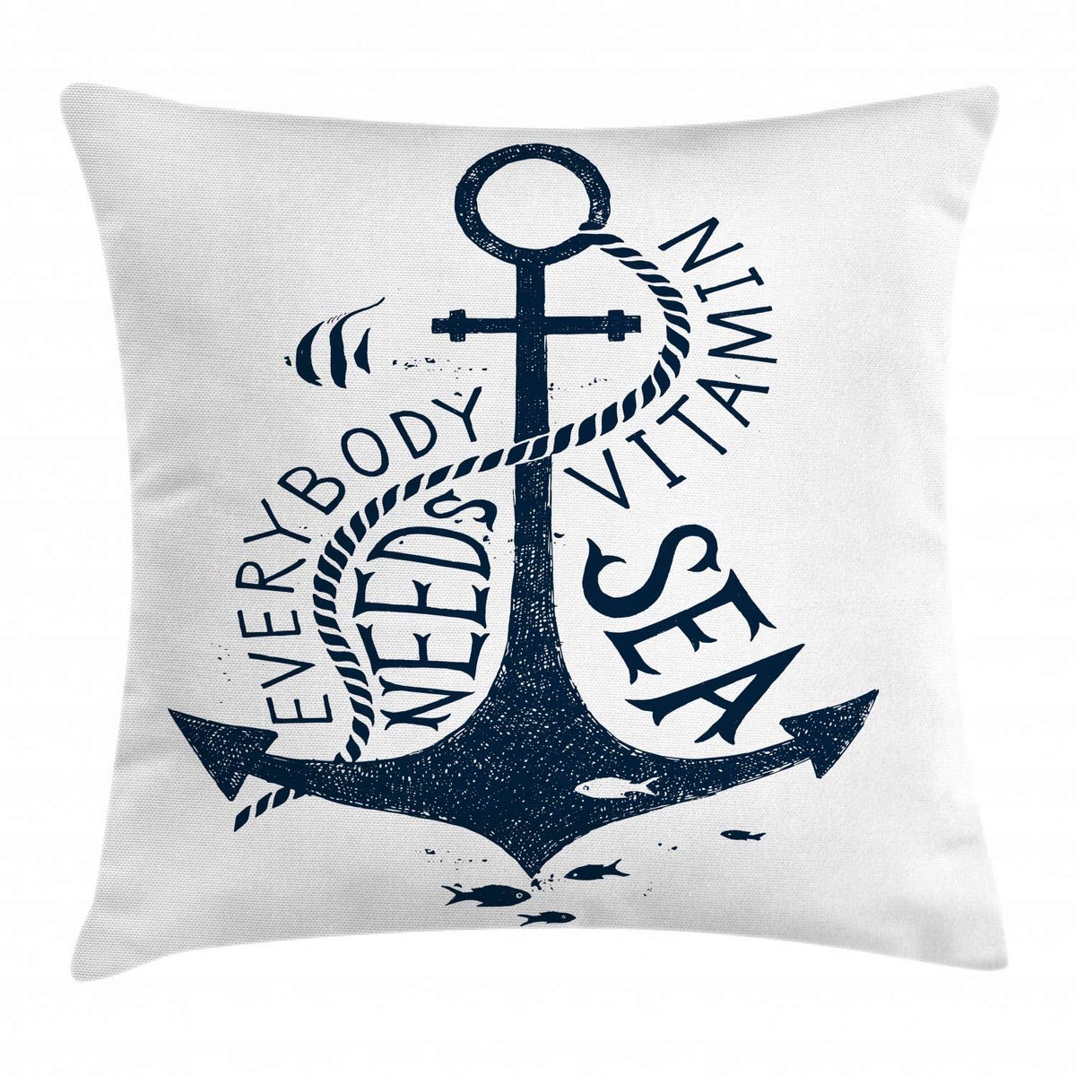 ABAKUHAUS Strandquote Kussenhoes – Dubbelzijdig bedrukt – 40×40 cm – Nachtblauw/Wit
