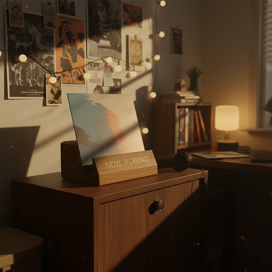VIN UP® - Houten LP Houder 'Now Playing' - LP Standaard & Platenhouder voor Vinyl Display - Cadeau voor Muziekliefhebber — afbeelding 5