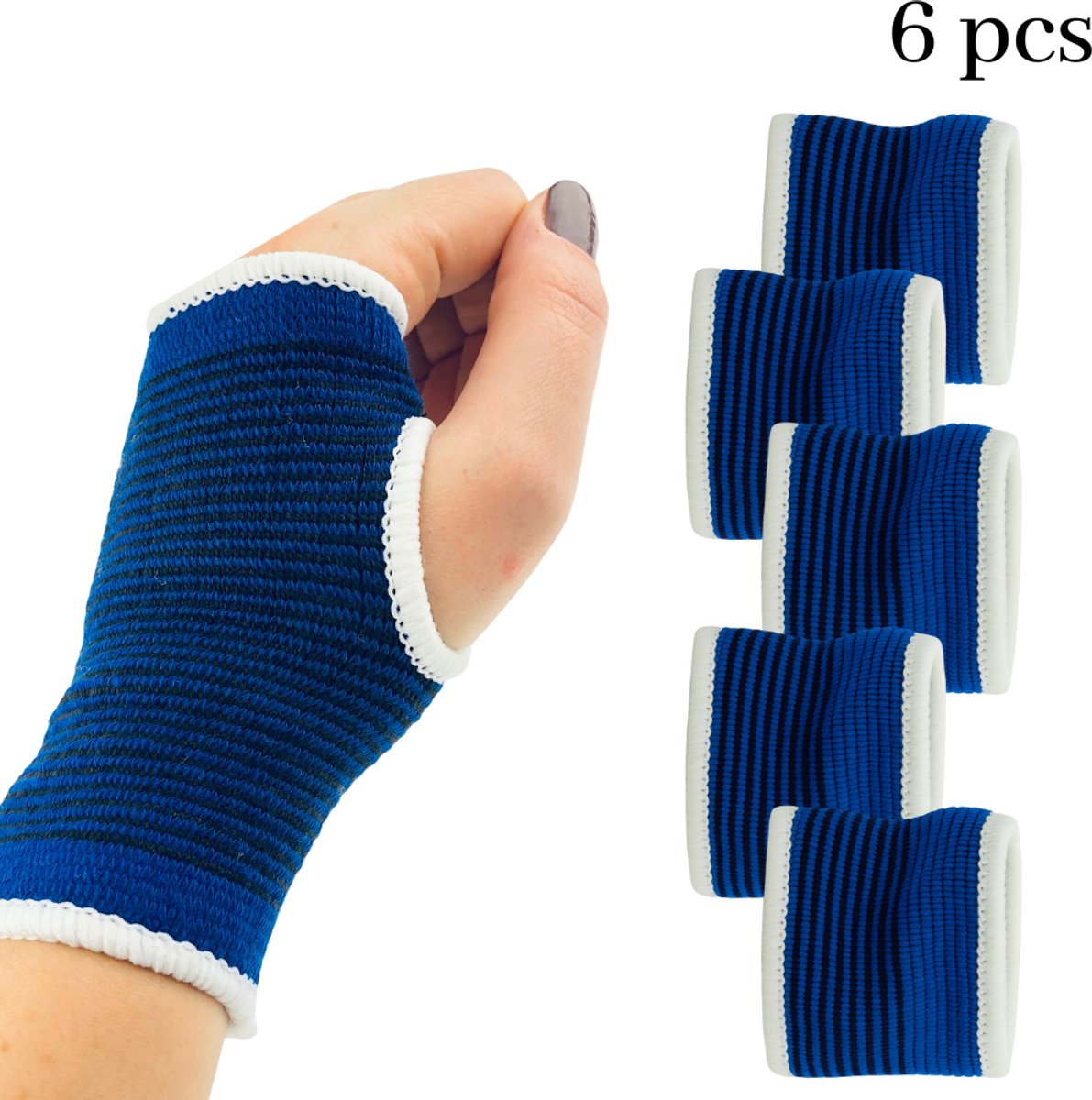 MARBEAUX Polsbrace - Set van 6 Stuks - Rechts en links - Blauw - Bandage - Blessure Bracelet - Handbescherming - Hand brace