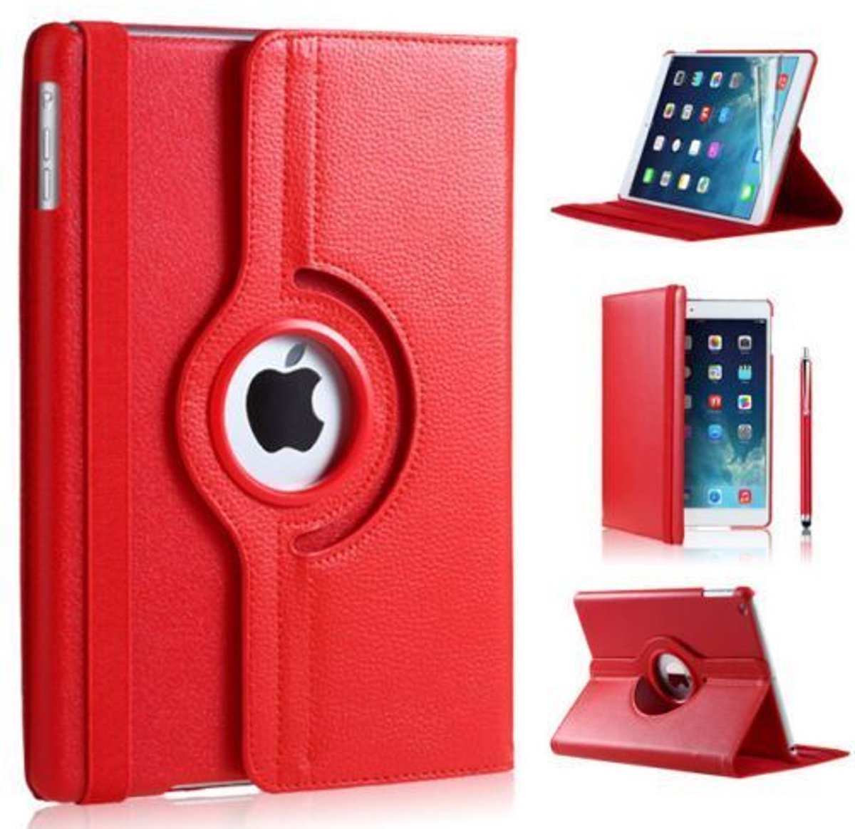 360° Draaibare Bookcase Hoes voor iPad Pro 12.9 – Boekstijl – Shockproof Rood