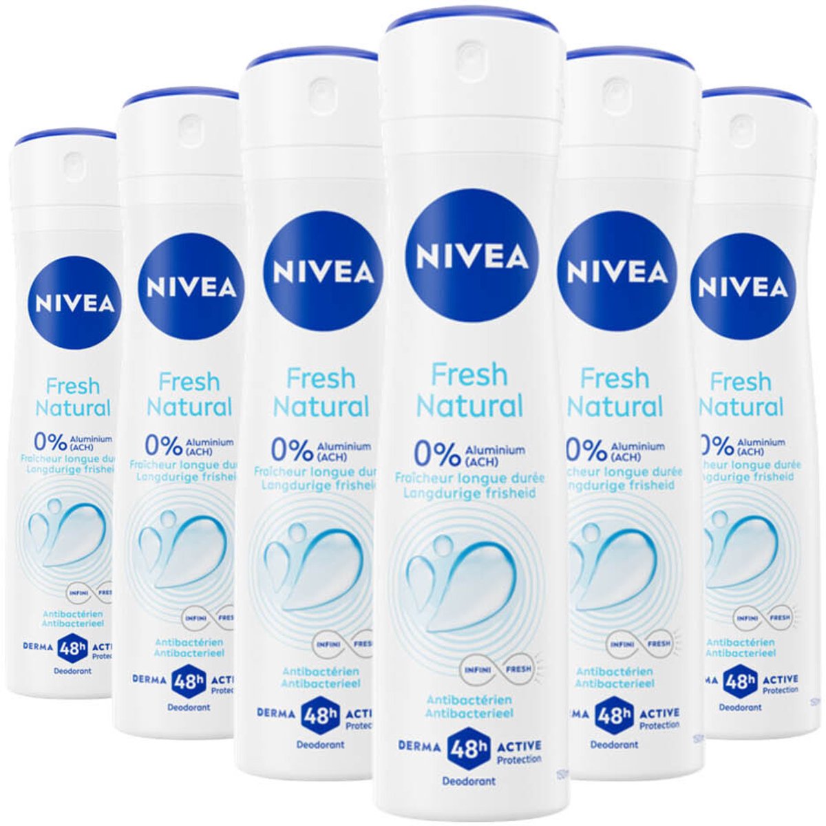 NIVEA Fresh Natural Deodorant Spray - 6 x 150 ml - Voordeelverpakking