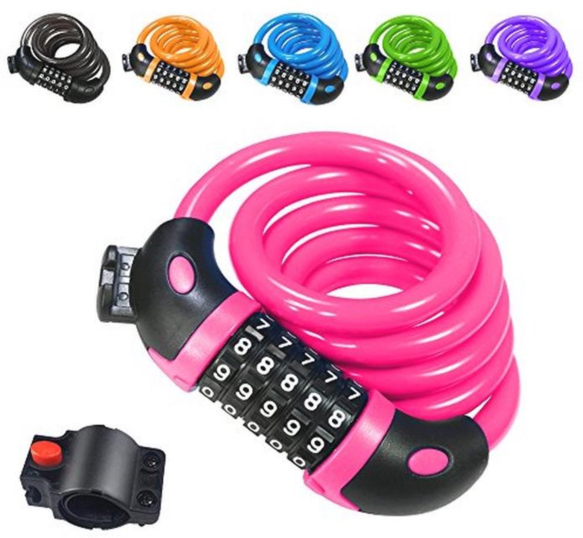 Fietsslot 120 cm/12 mm - Zeer Hoog Veiligheidsniveau met 5-Cijferige Cijferslot voor Fiets Scooter en Trike