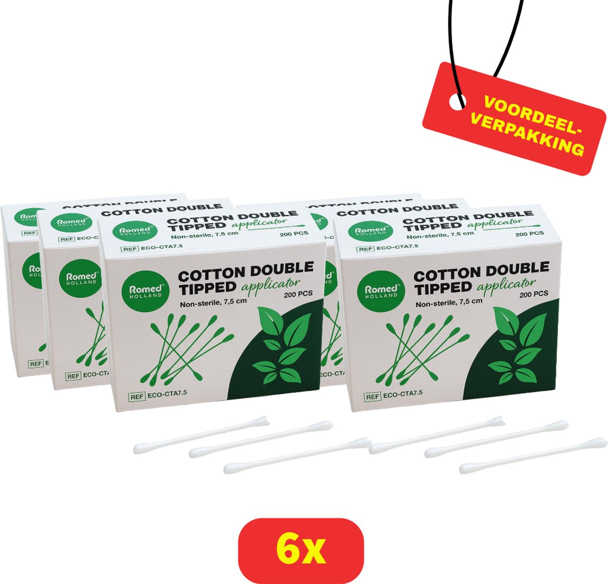 Romed Katoenen Wattenstaafjes - Cotton Double Tipped - 6 x 200 stuks