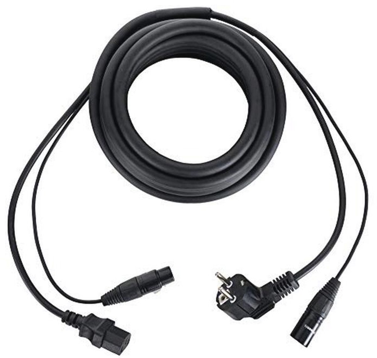 Hybride Kabel voor Stroomvoorziening en DMX-signaal - 5 m Combi-kabel voor Lichteffecten - Tot 6A Belastbaar - Zwart