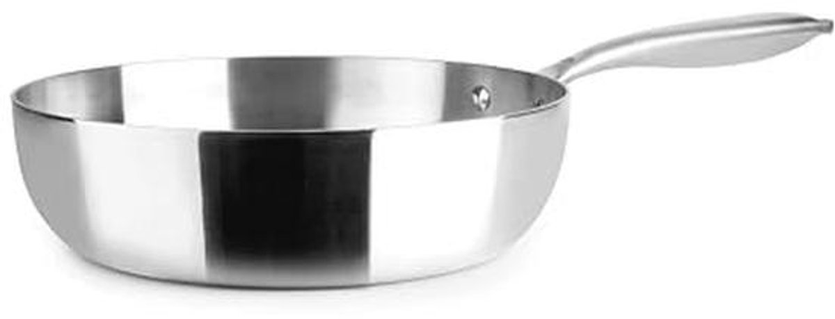Drielaagse Roestvrij Stalen Pan 32 cm Geschikt voor Inductie Natuurlijk Koken zonder Antiaanbaklaag