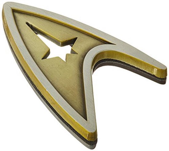 Quantum Mechanix – Badge Star Trek – Sciences – Split-Delta – Métal Brossé – Fermoir Magnétique – Collection