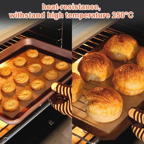 Siliconen bakmatten - herbruikbare anti-aanbak bakplaten voor oven en magnetron - set van 2 — afbeelding 2