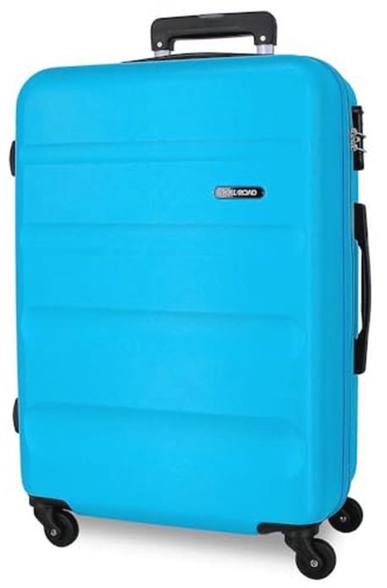 Middelgrote Hardcase Koffer met 4 Wielen en Praktische Binnenruimte - Lichtblauw - 46x65x23 cm