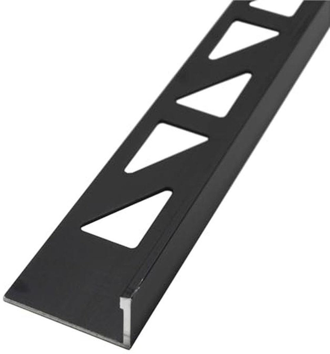 Aluminium Tegelrail Hoekprofiel - Geanodiseerd Zwart 2m x 12,5mm