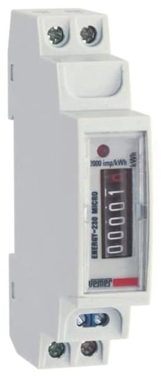Micro energiemeter voor monofase 230V installaties - Actieve energie weergave