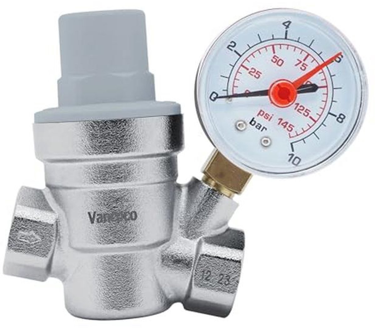 Waterdrukregelaar met Manometer en Zeeffilter - 1/2 inch DN15 Drukregelventiel