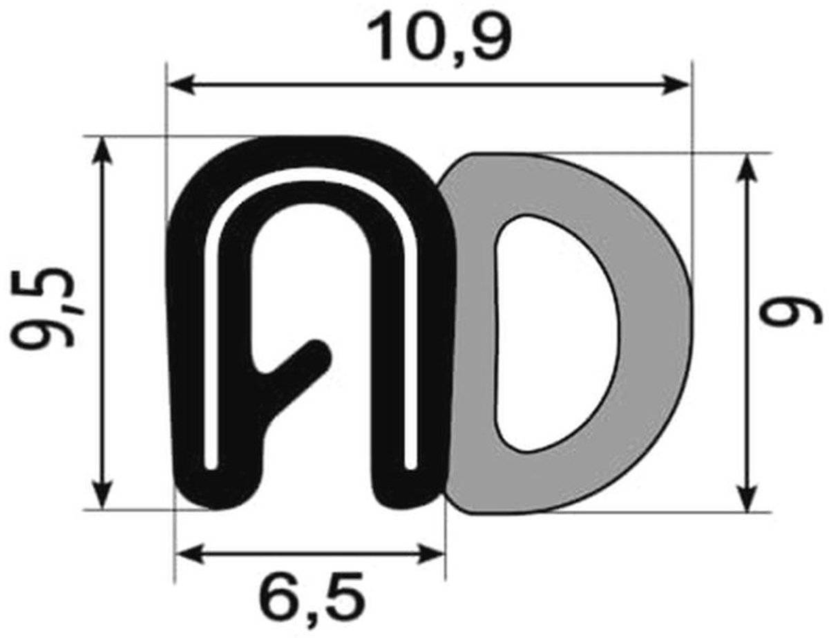 Deurafdichtingsprofiel 10 m - Rubber en PVC voor Auto en Boot - Weerbestendig en Flexibel