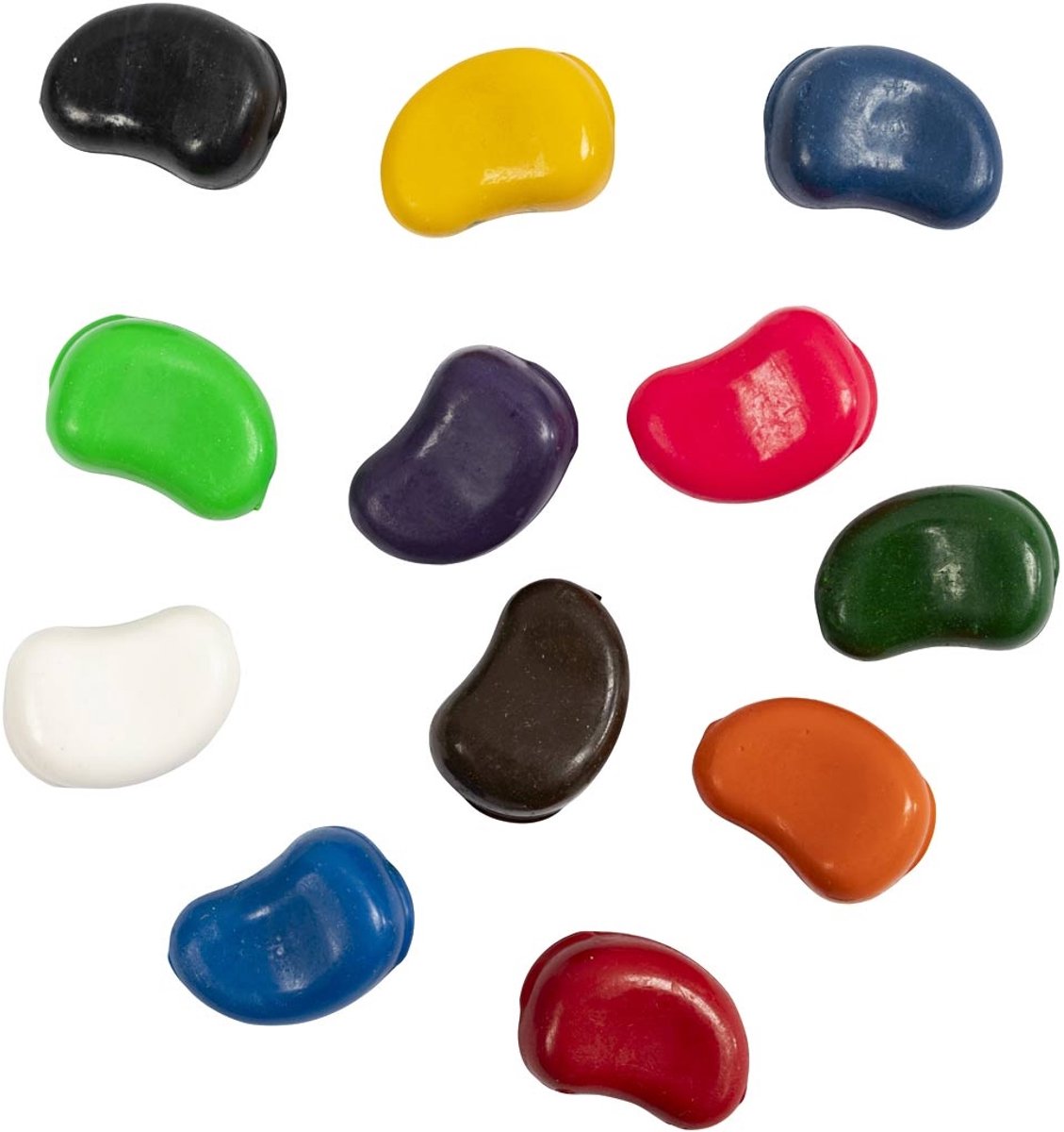 Krijtjes, diverse kleuren, Bonen, L: 25 mm, dikte 15 mm, 4x12 stuk/ 1 doos