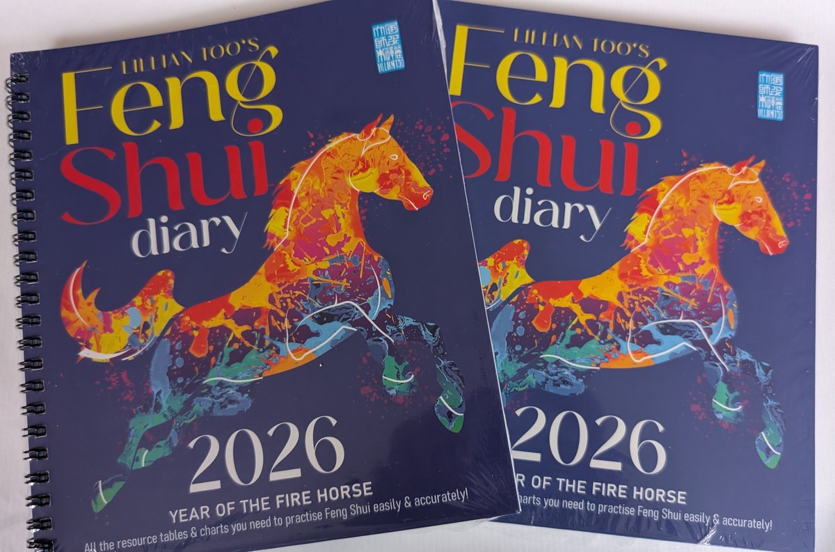 Feng Shui Diary/Agenda, jaar van de Vuur Paard 2026, set van 2 stuks.